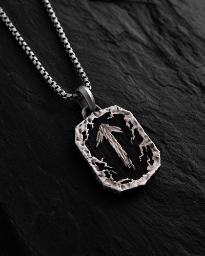 Silver pendant RUNE TALISMAN – TIWAZ with ebony