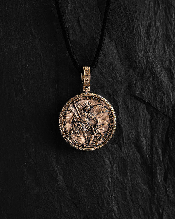 Pendant ST. ARCHANGEL MICHAEL: PRAYER (14k yellow gold)