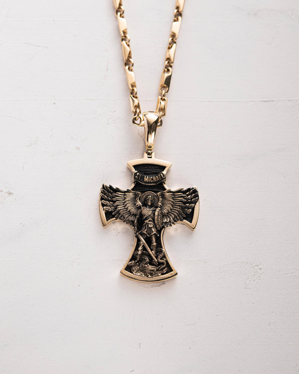 Cross ST. ARCHANGEL MICHAEL (14k yellow gold)