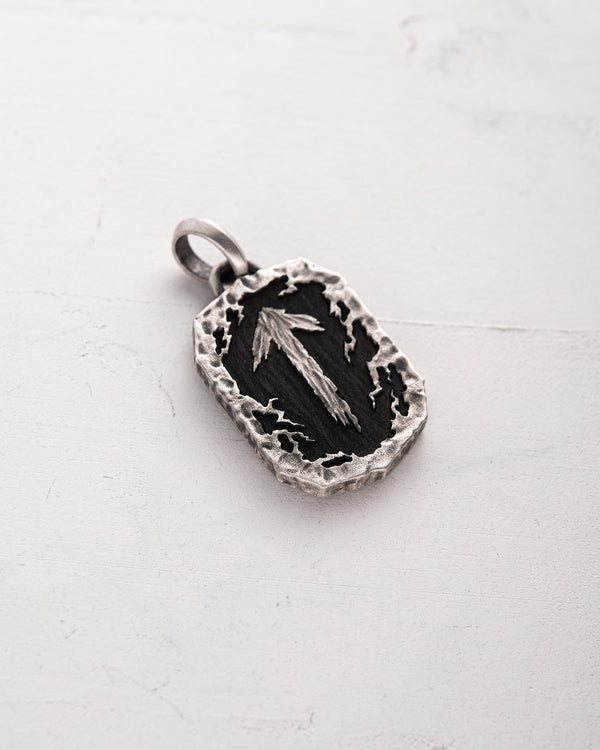 Silver pendant RUNE TALISMAN – TIWAZ with ebony