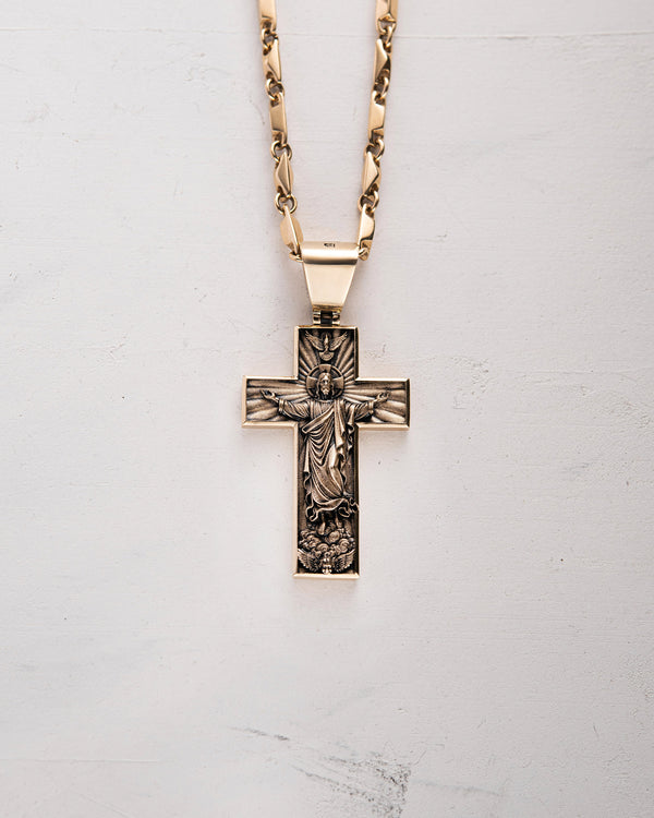 Cross ASCENSION OF JESUS CHRIST (14k yellow gold)