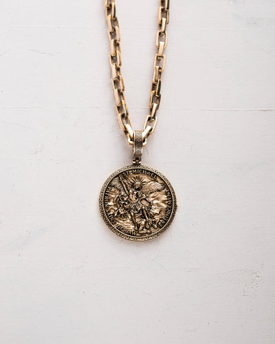 Pendant ST. ARCHANGEL MICHAEL: PRAYER (14k yellow gold)