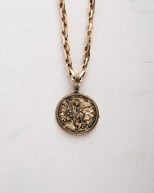Pendant ST. ARCHANGEL MICHAEL: PRAYER (14k yellow gold)