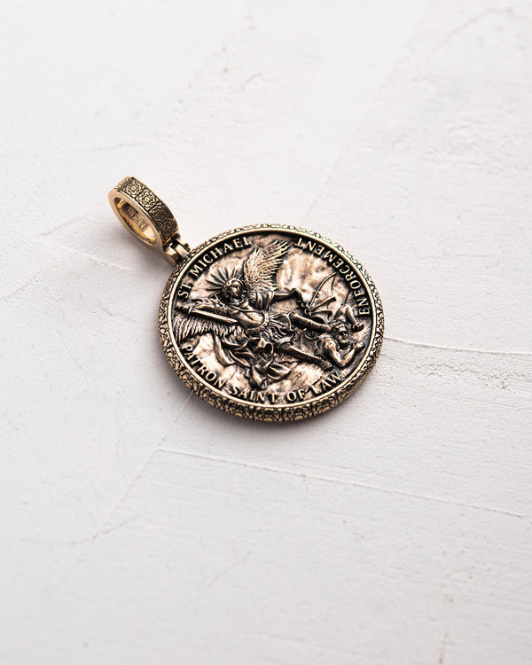 Pendant ST. ARCHANGEL MICHAEL: PRAYER (14k yellow gold)