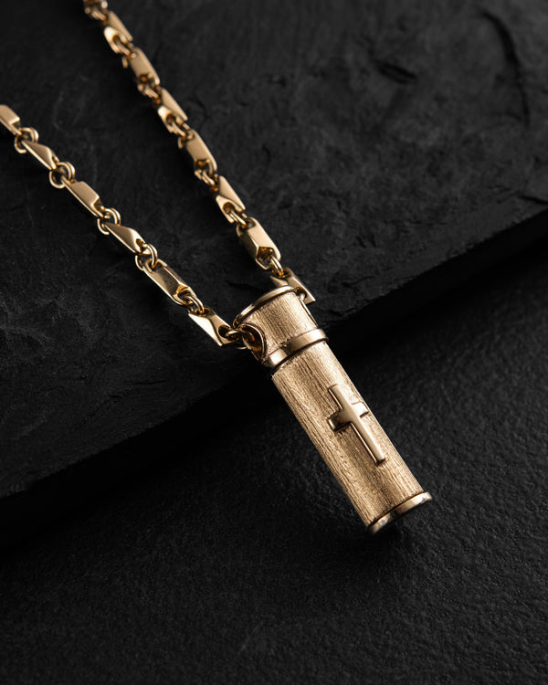 Pendant RELIQUARY WITH THE CROSS (14k yellow gold)