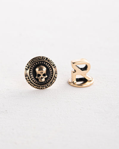 Mono earring MEMENTO MORI. VIVERE MEMENTO (14k yellow gold)