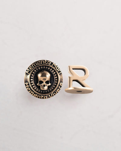 Mono earring MEMENTO MORI. VIVERE MEMENTO (14k yellow gold)
