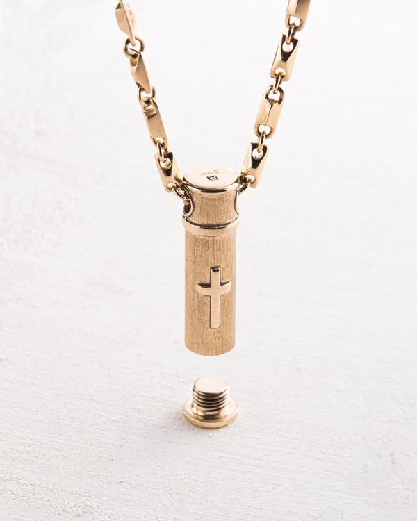 Pendant RELIQUARY WITH THE CROSS (14k yellow gold)
