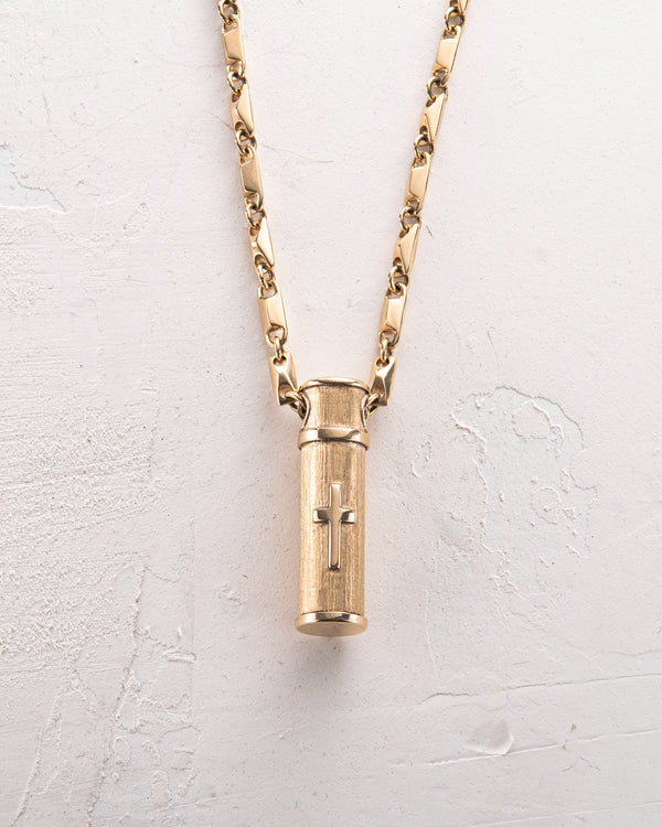 Pendant RELIQUARY WITH THE CROSS (14k yellow gold)