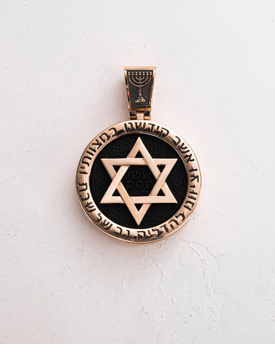 Pendant STAR OF DAVID with ebony (14k rose gold)