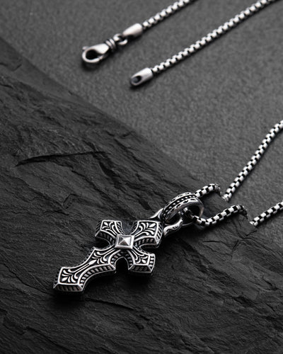 Silver cross INITIUM ET FINIS