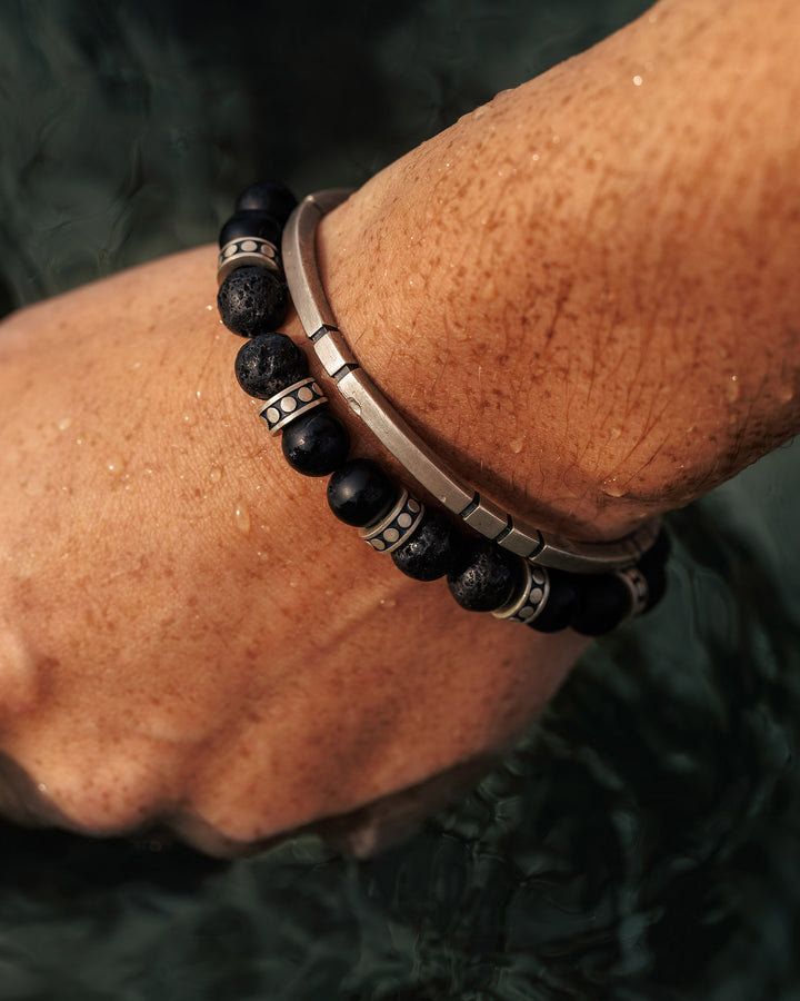 Bracelet homme HARMONIA (argent, lave)