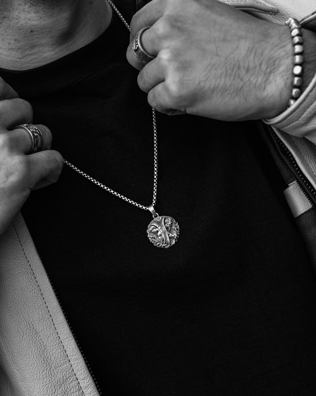 Silver pendant ANGEL AND DEMON