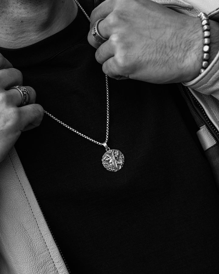 Silver pendant ANGEL AND DEMON