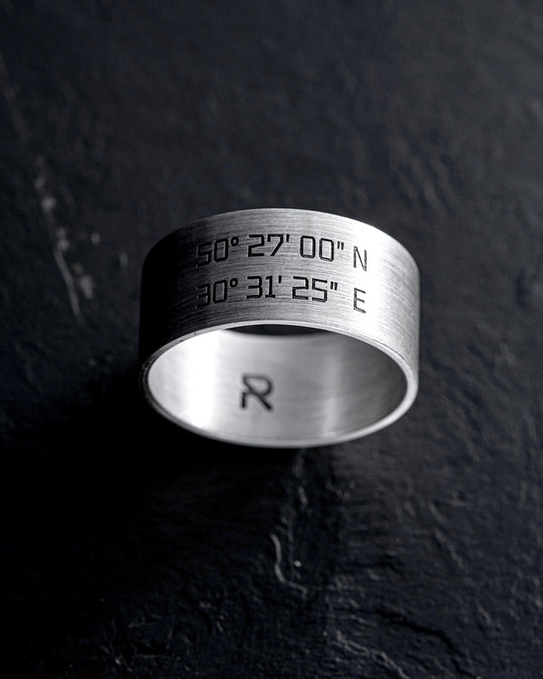 Bague en argent COORDONNÉES (gravure personnalisée)