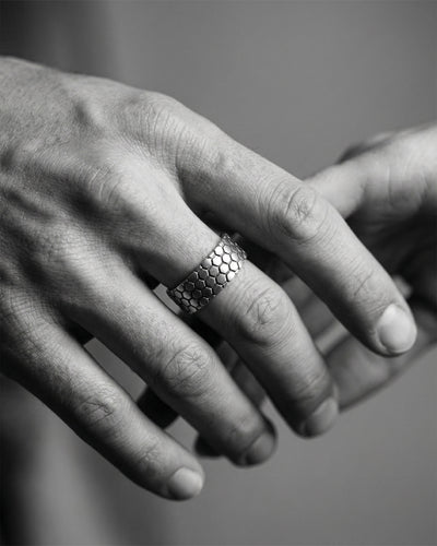 Silver ring HONEYCOMB