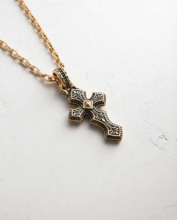 Cross INITIUM ET FINIS (14k yellow gold)