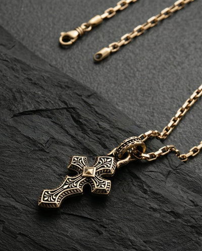 Cross INITIUM ET FINIS (14k yellow gold)