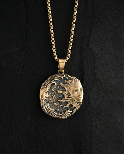 Pendant SUN MOON and STARS (14k yellow gold)