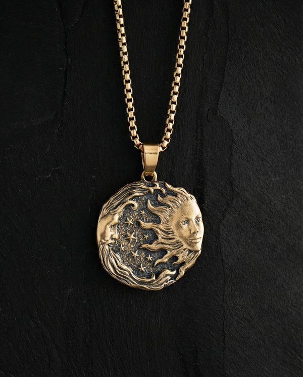 Pendant SUN MOON and STARS (14k yellow gold)