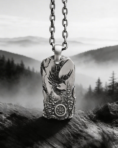 Silver pendant LORD OF THE SKY. VEGVISIR