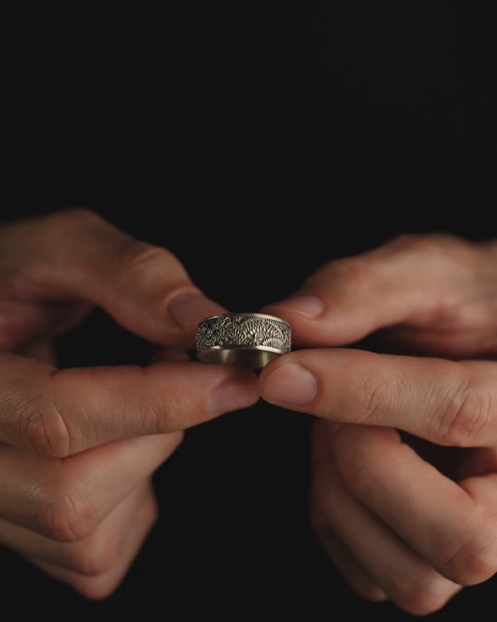 Silver ring QING LONG DRAGON