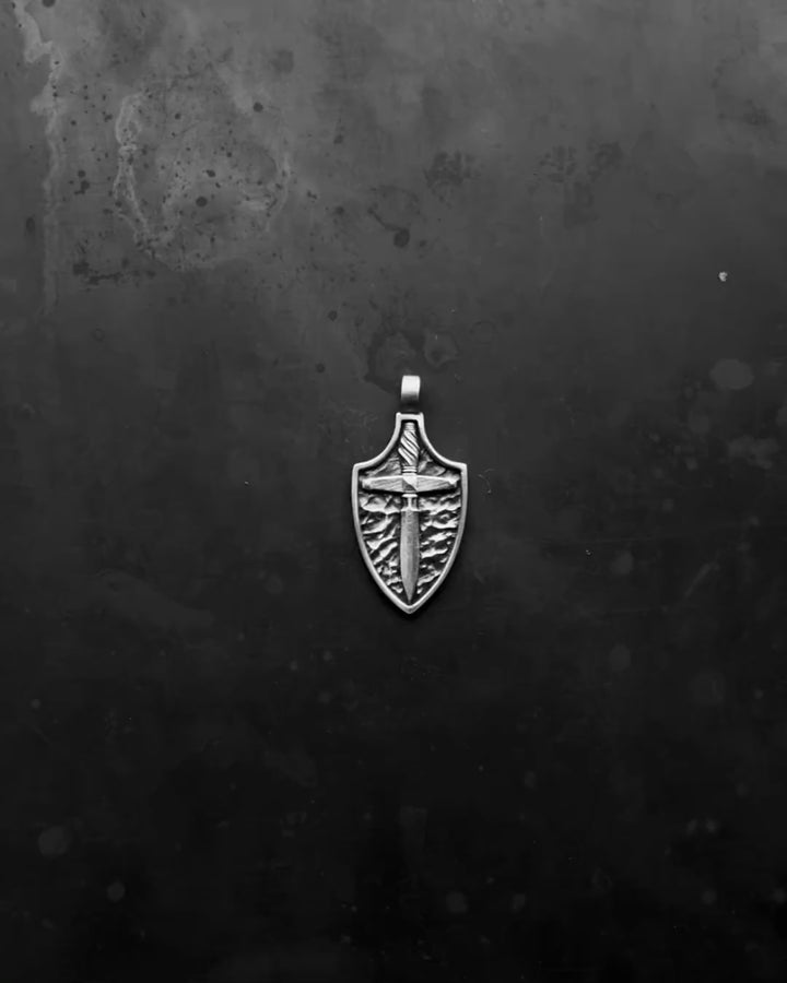 Silver pendant SWORD ON SHIELD