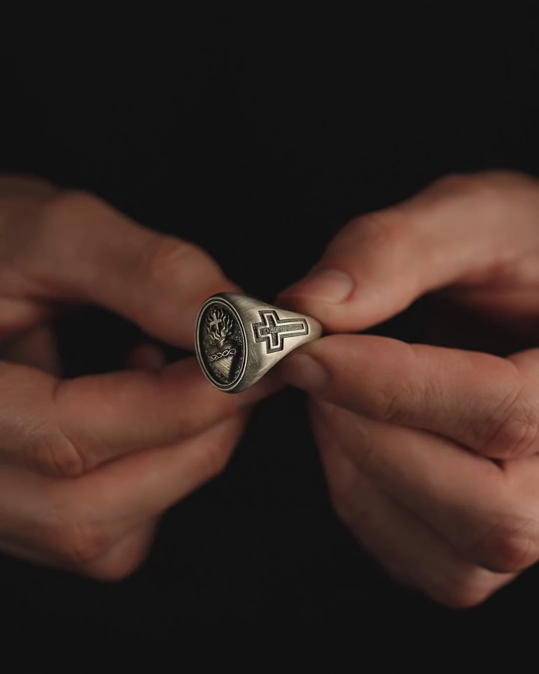 Silver ring SACRED HEART