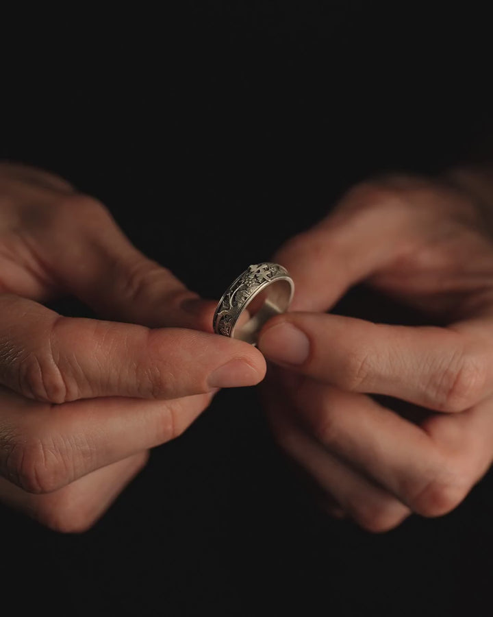 Bague en argent LYKKE (hiéroglyphe japonais)