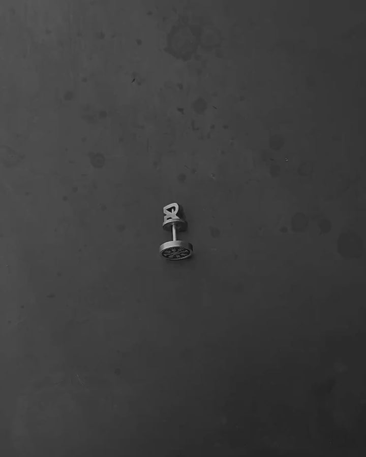 Silver mono earring HELMET of TERROR