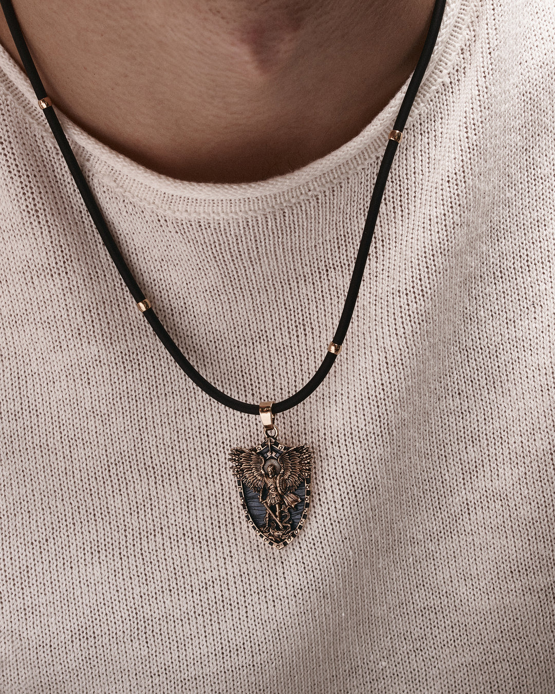 Pendant - shield ST. MICHAEL ARCHANGEL (14k rose gold)