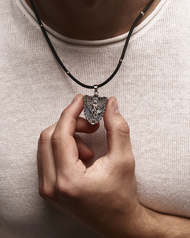 Pendant - shield ST. MICHAEL ARCHANGEL (14k rose gold)