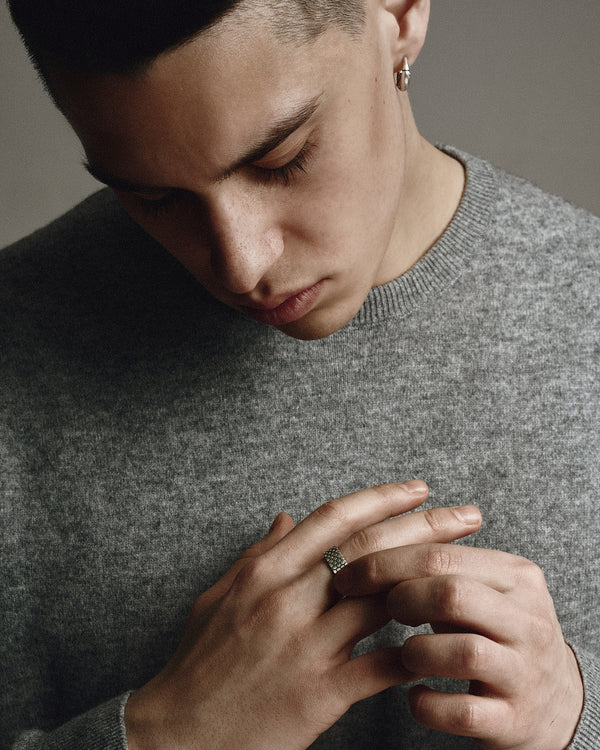 Silver monoearring AXE