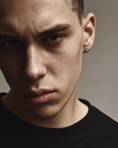 Silver single earring MORTE SERPENS