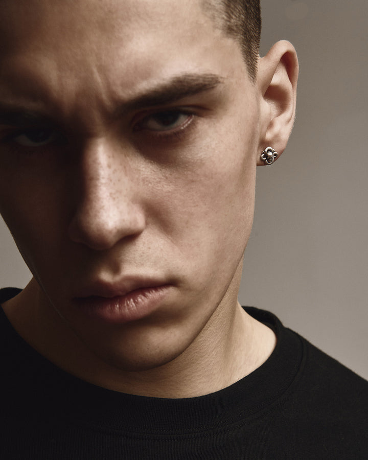 Silver single earring MORTE SERPENS