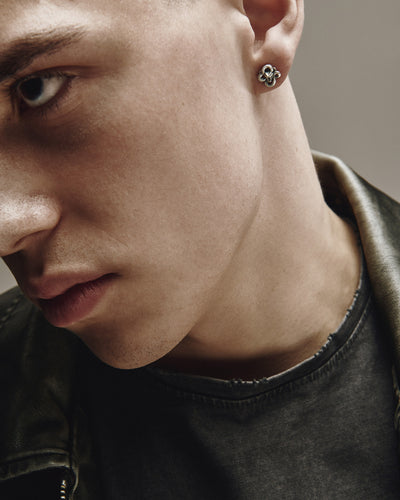 Silver single earring SERPENS