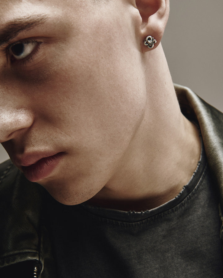 Silver single earring SERPENS