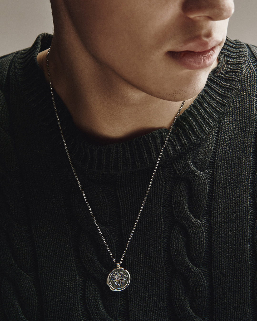 Silver pendant on a chain CARPE DIEM POLAR STAR